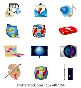 Vector drawn icons collection. Isolated on white background.