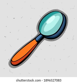 Vector drawn illustration of isolated magnifying glass object. Concept of search, finding, evidence.
