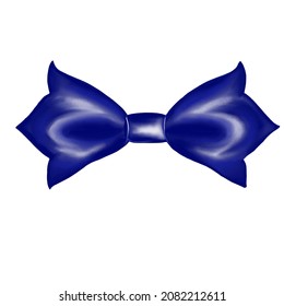 Vector drawn illustration of male bow tie in blue color, trendy illustration