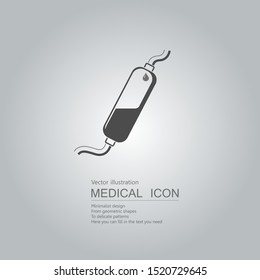 Vector drawn infusion tube icon. Isolated on grey background.