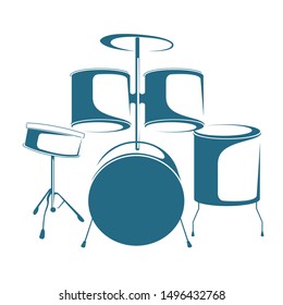 Vector drawn jazz drums. Isolated on white background.