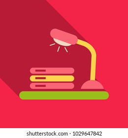 Vector drawn lamp stand on table and near three books