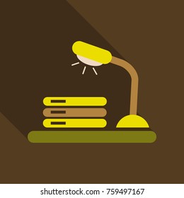 Vector drawn lamp stand on table and near three books
