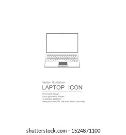 Vector drawn laptop. Isolated on white background.