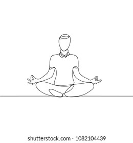 vector drawn line, a yogi in the Lotus position. On white background