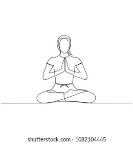 Vector Drawn Line Yogi Lotus Position Stock Vector (Royalty Free ...