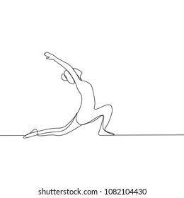vector drawn line, a yogi in position the hands up. On white background