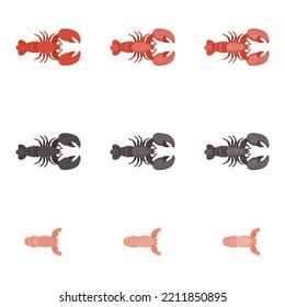 A vector drawn lobster meat illustration with various colors and amount of details