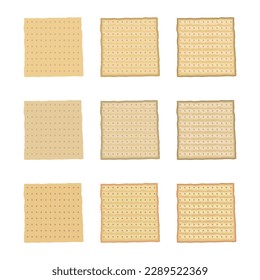 A vector drawn matzo bread illustration with various colors and amount of details