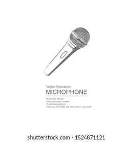 Vector drawn microphone. Isolated on white background.