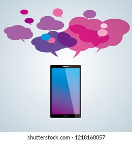 Vector drawn mobile phone. Cloud computing concept.