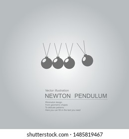 Vector Drawn Newtons Cradle. The Background Is A Gray Gradient.