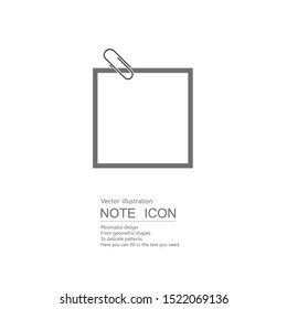Vector drawn note paper. Isolated on white background.
