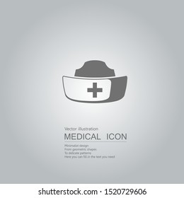 Vector drawn nurse hat. Isolated on grey background.