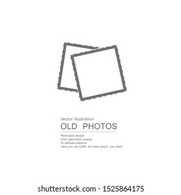 Vector drawn old photos. Isolated on white background.