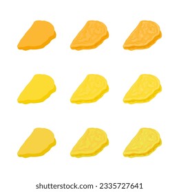A vector drawn omelette illustration with various colors, styles and amount of details