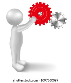 Vector drawn people symbol, hand hold gear,image uses a grid gradient.