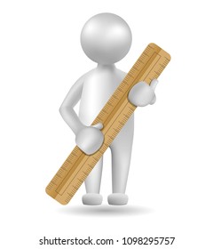 Vector drawn people symbol, hand hold  ruler,image uses a grid gradient.