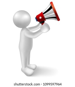 Vector drawn people symbol, hand hold megaphone,image uses a grid gradient.	
