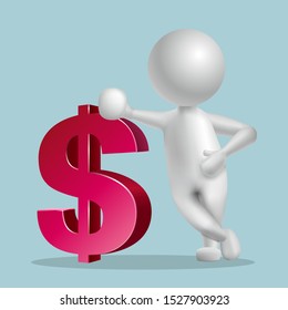 Vector drawn people symbol, Rely on the dollar.Image uses a grid gradient.	