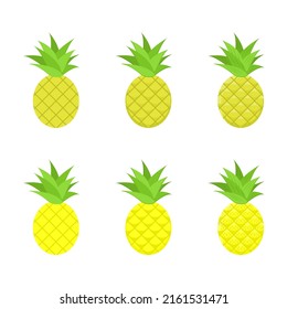 A vector drawn pineapple illustration with various colors and amount of details
