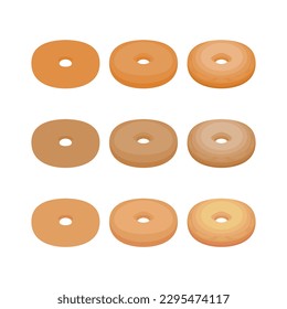 A vector drawn plane doughnut illustration with various colors and amount of details