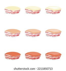 A vector drawn pork belly illustration with various colors and amount of details