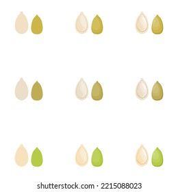 A vector drawn pumpkin seeds illustration with various colors, styles and amount of details