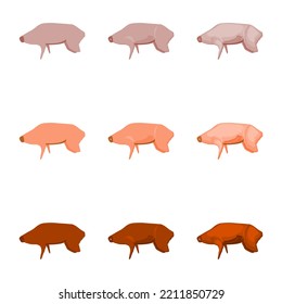A vector drawn rabbit meat illustration with various colors and amount of details