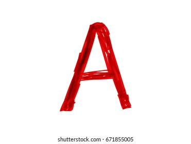 Vector drawn red letter A on white background