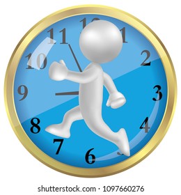 Vector drawn running man symbol,Race against the clock, image uses a grid gradient.