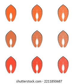 Eine Vektorgrafik von Lachsfleisch mit verschiedenen Farben und Details