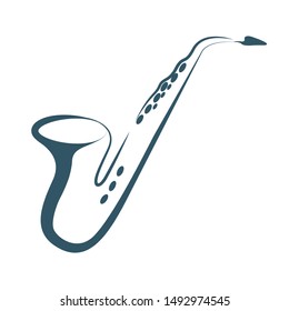 Vector drawn saxophone. Isolated on white background.