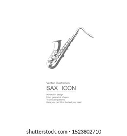 Vector drawn saxophone. Isolated on white background.	