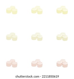 A vector drawn scallop illustration with various colors and amount of details