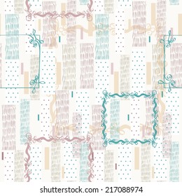 Vector drawn seamless geometric pattern  with rectangle