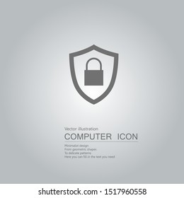 Vector drawn shield icon. Isolated on grey background.