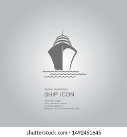 Vector drawn ship. The background is a gray gradient.