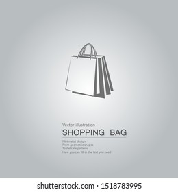 Vector drawn shopping bags. Isolated on grey background
