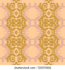 Vector drawn sketch rose brown and flower pattern seamless wallpaper , textile, fabric