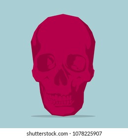 Vector drawn skull, background is blue.