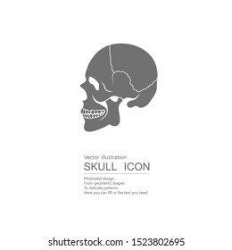 Vector drawn skull. Isolated on white background.