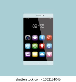 Vector drawn smartphone. Isolated on blue background.