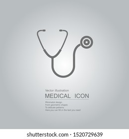 Vector drawn stethoscope icon. Isolated on grey background.