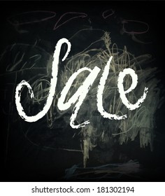 Vector drawn of Text Sale on a Chalkboard Background. Vintage style. Vector
