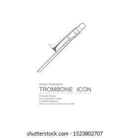 Vector drawn trombone. Isolated on white background.	