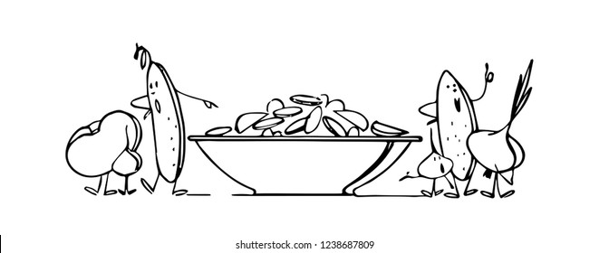 Vector drawn vegetables isolated on white background. Organic illustration for the kitchen. Elements of healthy lifestyle design.