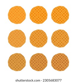 A vector drawn waffle illustration with various colors and amount of details