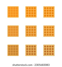 A vector drawn waffle illustration with various colors and amount of details