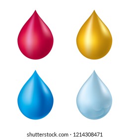Vector drawn water drops. Isolated on white background